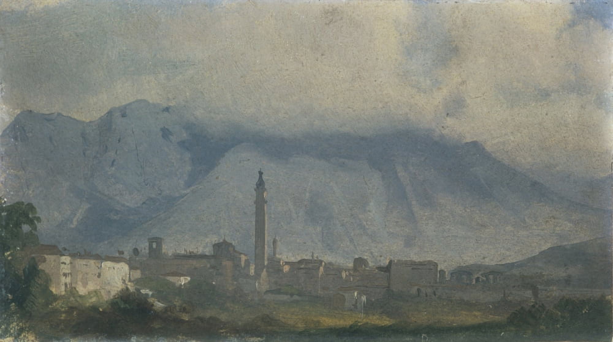 View Of Belluno And Mount Serva Covered With Clouds Canvas Art - (24 x 18)