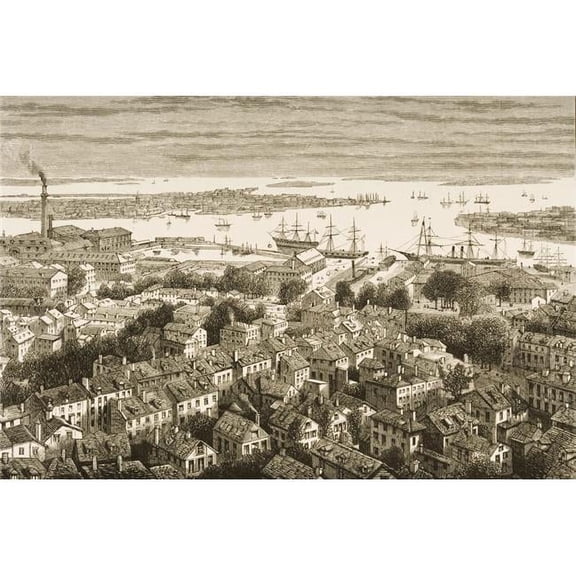 View Of Boston Massachusetts From Bunkers Hill In 1870S From American Pictures Drawn With Pen And Pencil By Rev Samuel