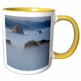 thumbnail image 1 of 3drose, View of Cannon Beach with Sea Stacks with Rising Fog from Ecola Sp, 11oz Two-tone Yellow Mug, 1 of 6