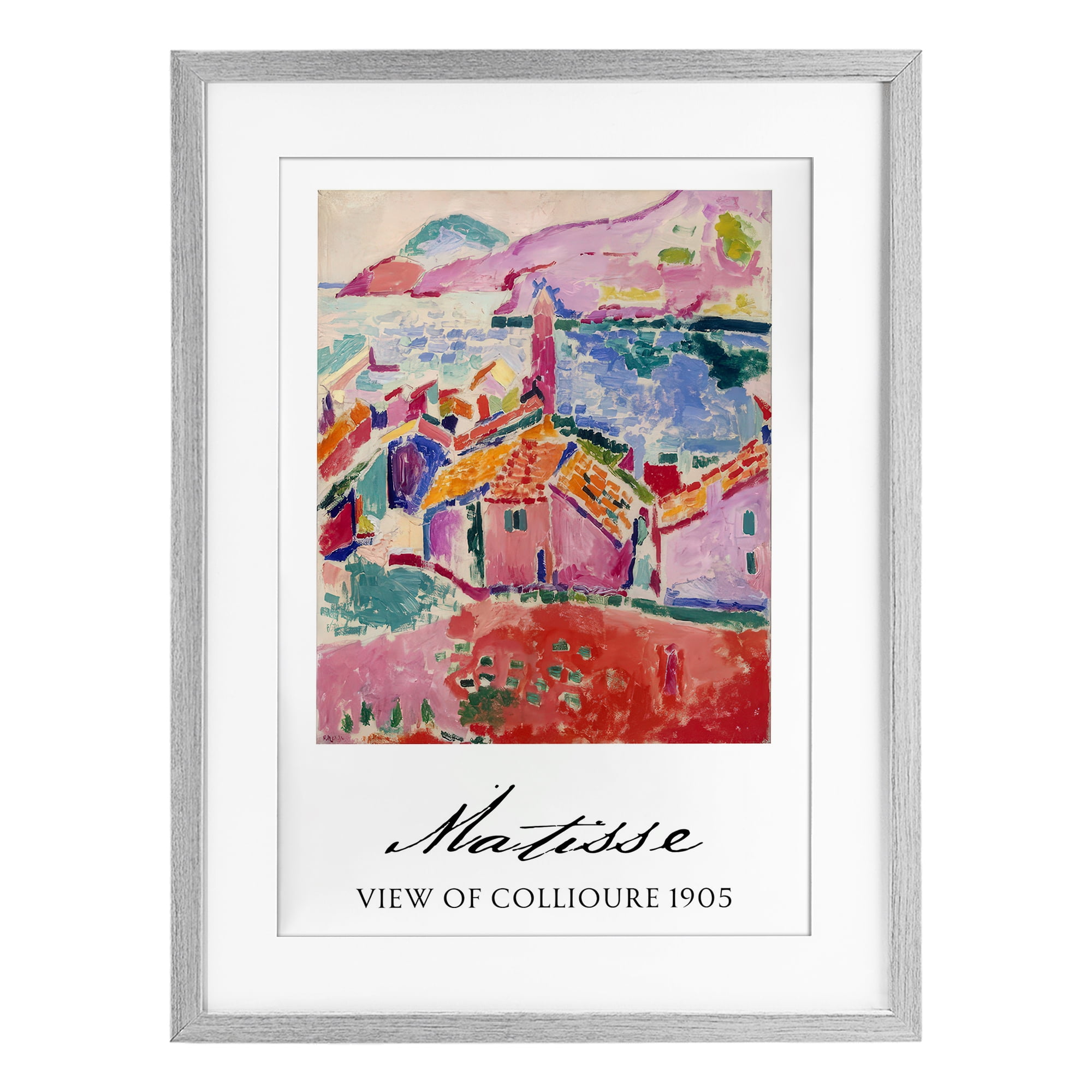 View Of Collioure Gray Framed Print Under Glass, design by Vintage Hustle
