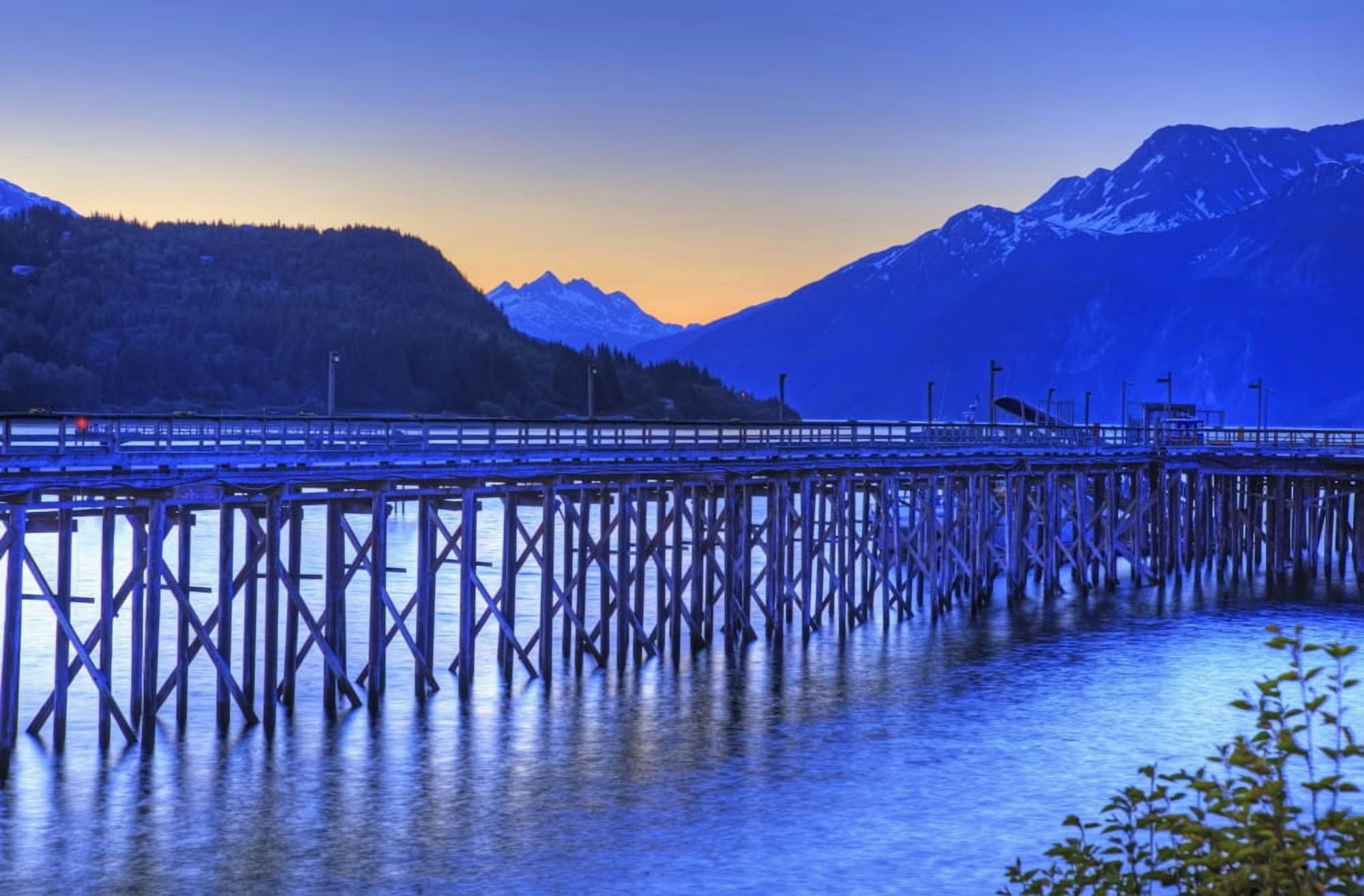 View Of Dock At Twilight Haines Southeast Alaska Summer Hdr Image Canvas Art - Michael Criss Design Pics (38 x 24)