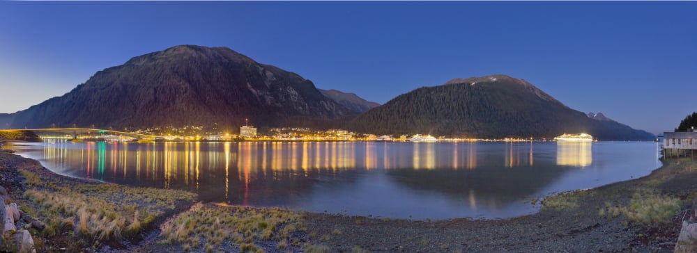 View Of Downtown Juneau From Douglas Island Southeast Alaska Summer Canvas Art - Kevin Smith Design Pics (35 x 13)