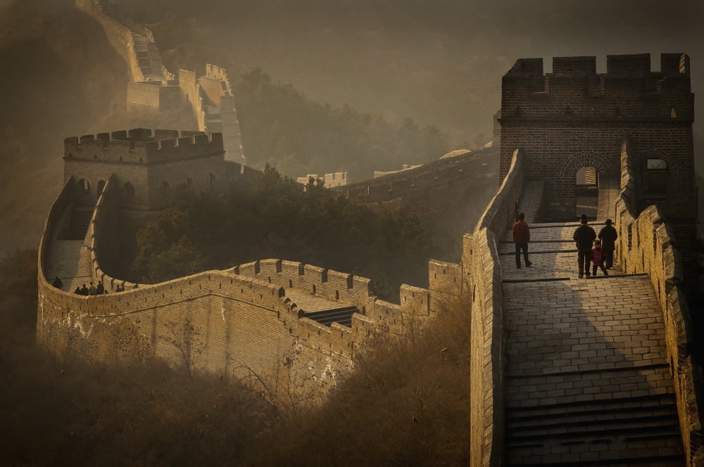 View Of Great Wall China Canvas Art - Alex Adams Design Pics (38 x 24)