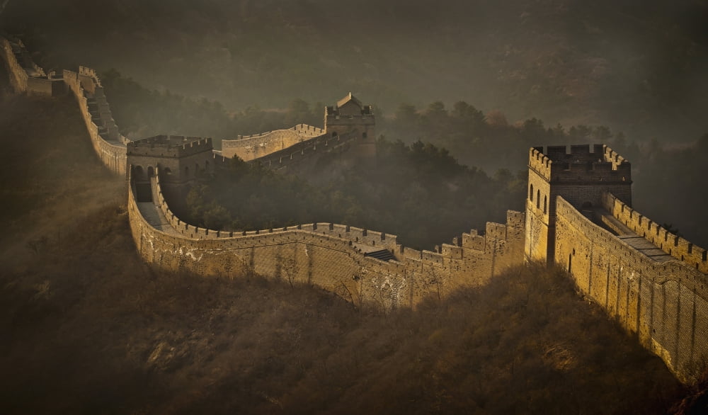 View Of Great Wall China Canvas Art - Alex Adams Design Pics (40 x 22)