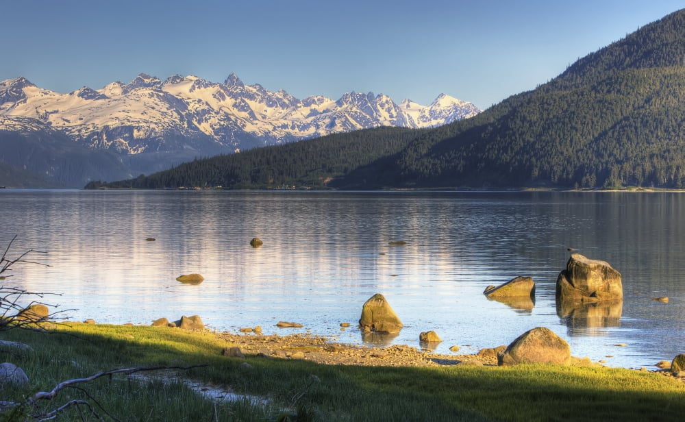 View Of Lutak Inlet And The City Of Haines Southeast Alaska Summer Hdr Image Canvas Art - Michael Criss Design Pics (19 x 12)
