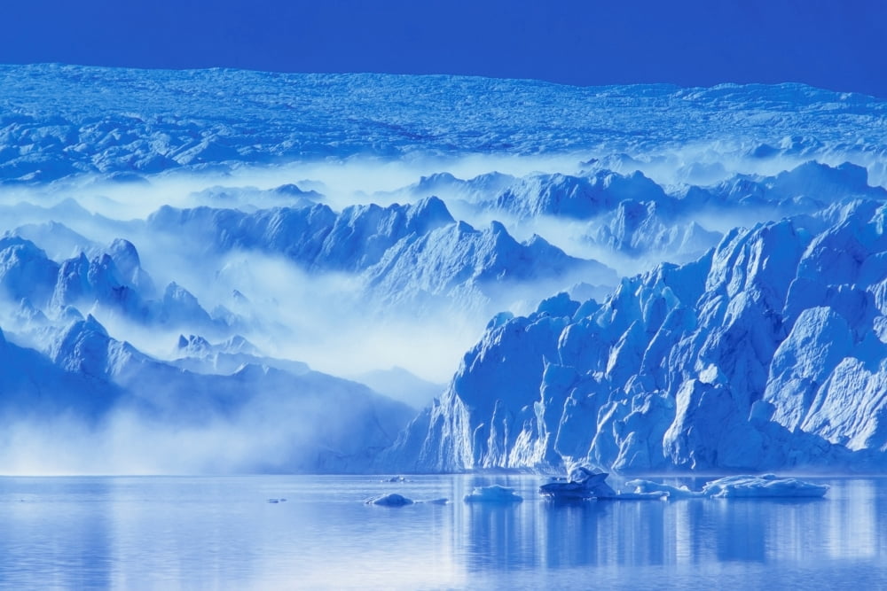 View Of Pederson Glacier In Fog Kenai Fjords Np Kp Ak Canvas Art - Michael DeYoung Design Pics (34 x 22)