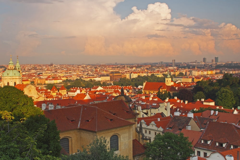 View Of Prague Rooftops From Castle Hill Prague Hlavni Mesto Praha Czech Republic Canvas Art - Trish Punch Design Pics (38 x 24)