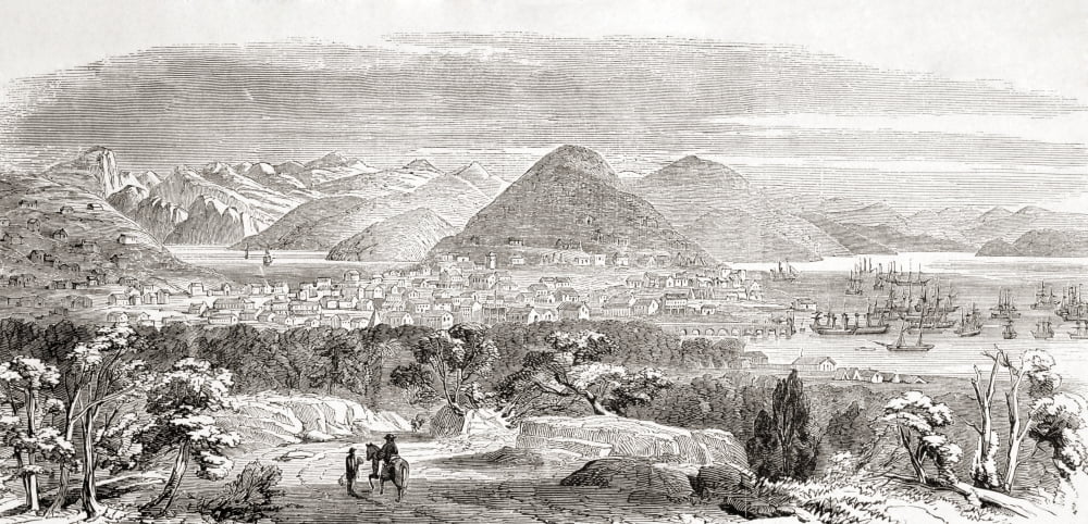 View Of San Francisco And Its Bay In The 1850s From Lunivers Illustre Published Paris 1858 Canvas Art - Ken Welsh Design Pics (42 x 20)