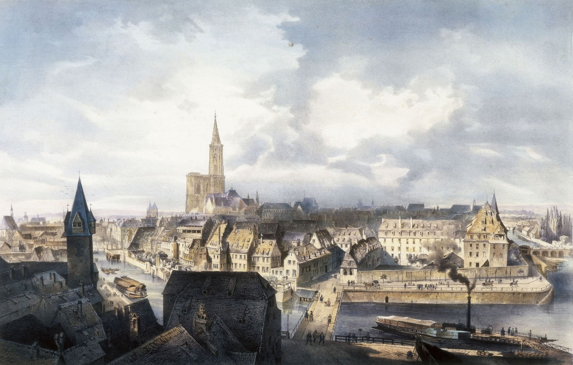 View Of Strasbourg From The Tower Of Saint-Guillaume Canvas Art -  (36 x 24)