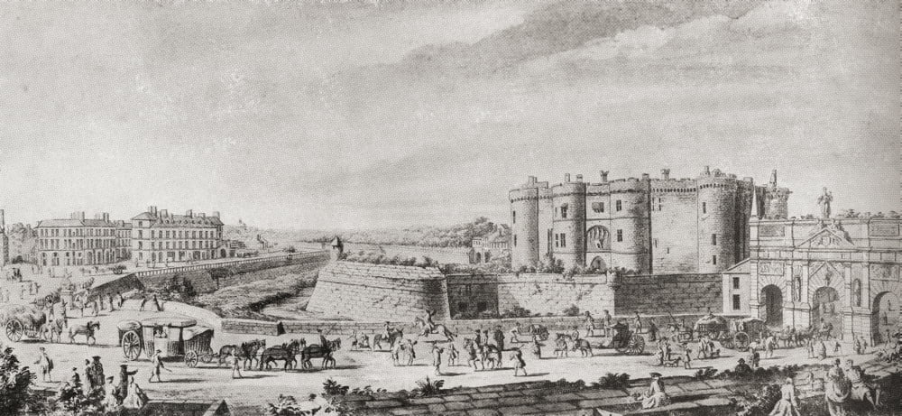 View Of The Bastille Paris France In The 18Th Century From A Contemporary Print Canvas Art - Ken Welsh Design Pics (42 x 18)