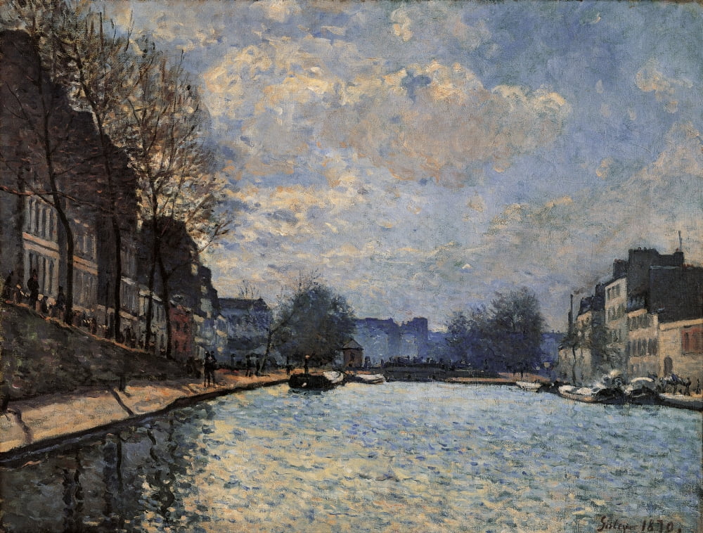 View Of The Canal Saint Martin Canvas Art -  (24 x 18)