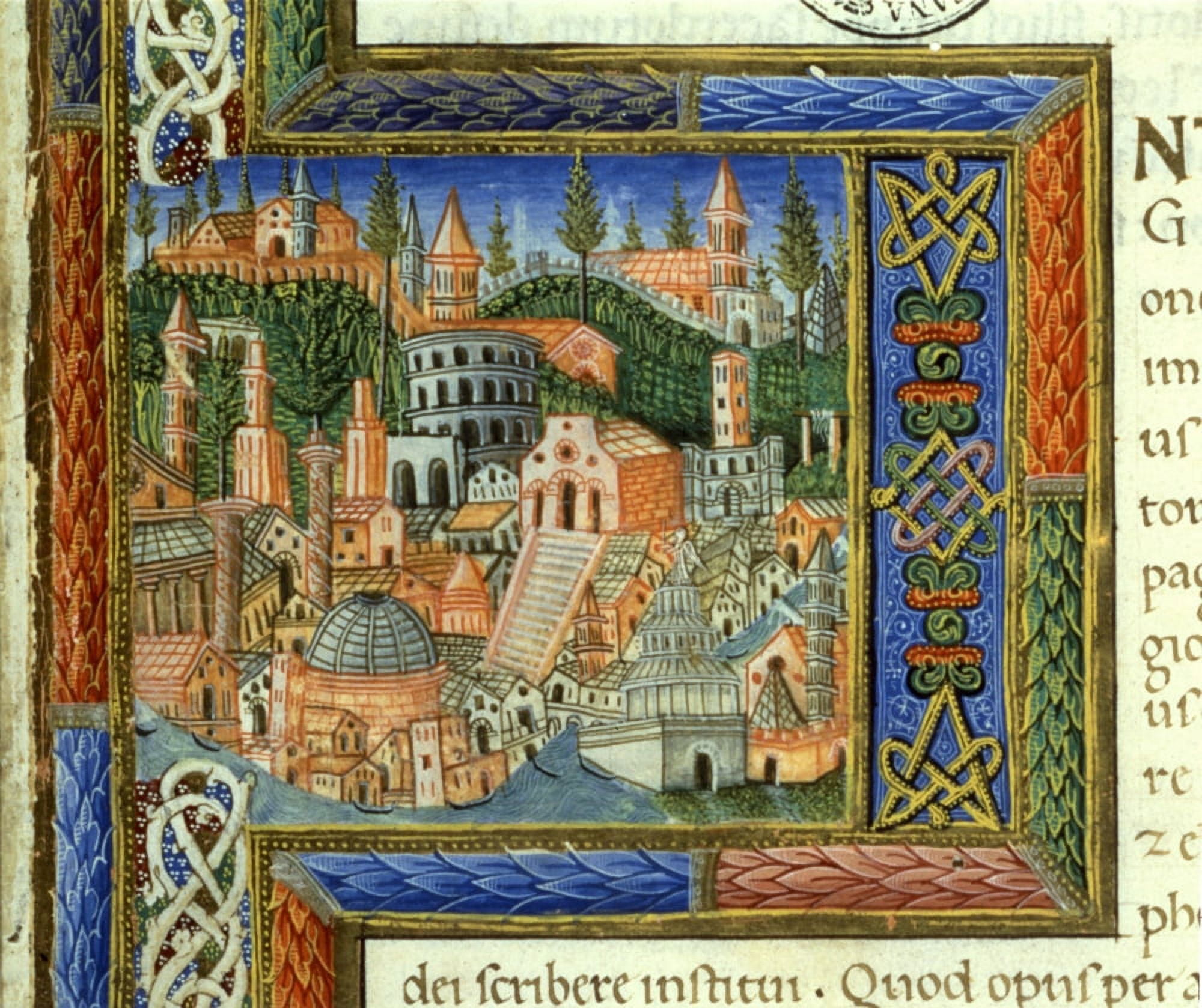 View Of The City Of Rome - Miniature Of The Code De Civitate Dei By Saint Augustine Canvas Art -  (24 x 18)