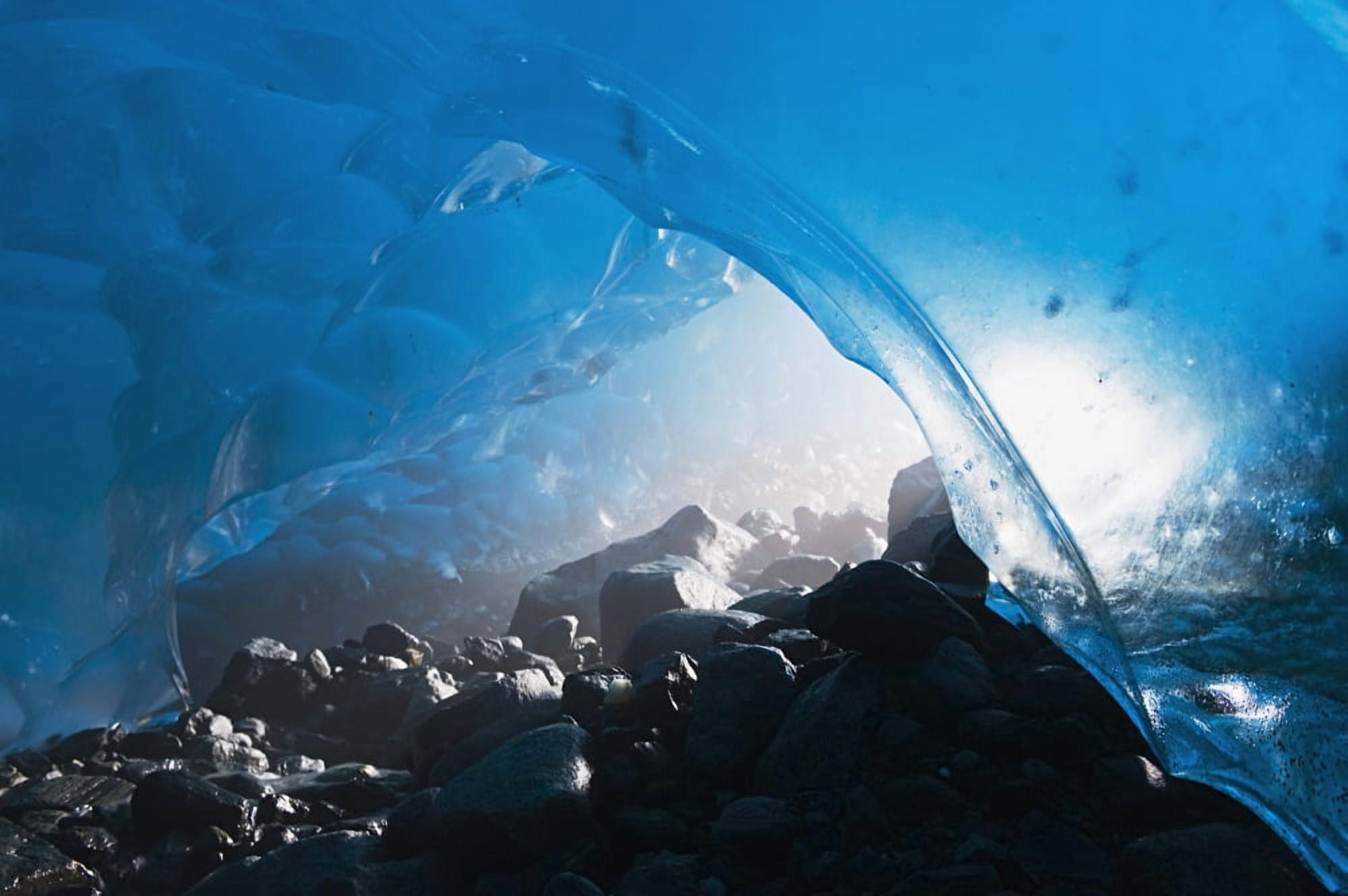 View Of The Entrance Of An Ice Cave In Mendenhall Glacier Juneau Southeast Alaska Summer Canvas Art - Chris Miller Design Pics (19 x 12)