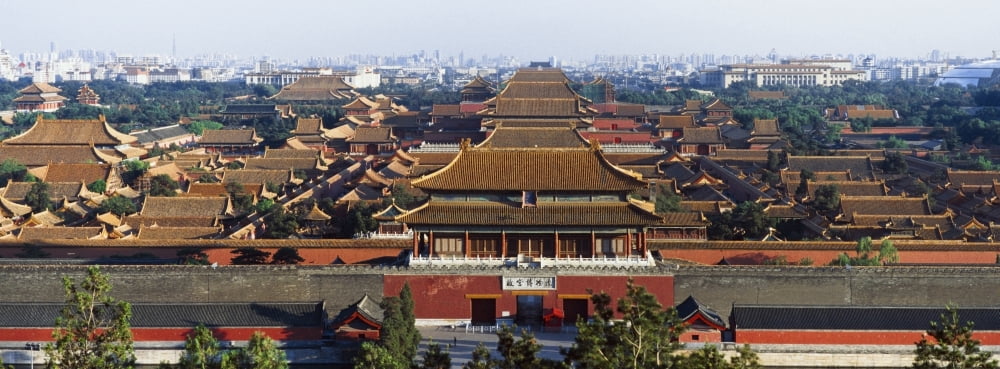 View Of The Forbidden City At Dusk From Jingshan Park Canvas Art - Anna Watson Design Pics (36 x 13)