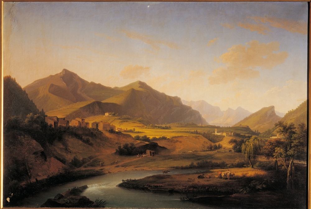View Of The Oglio River And The Mountains Of Bergamo And Brescia Region Canvas Art - (36 x 24)