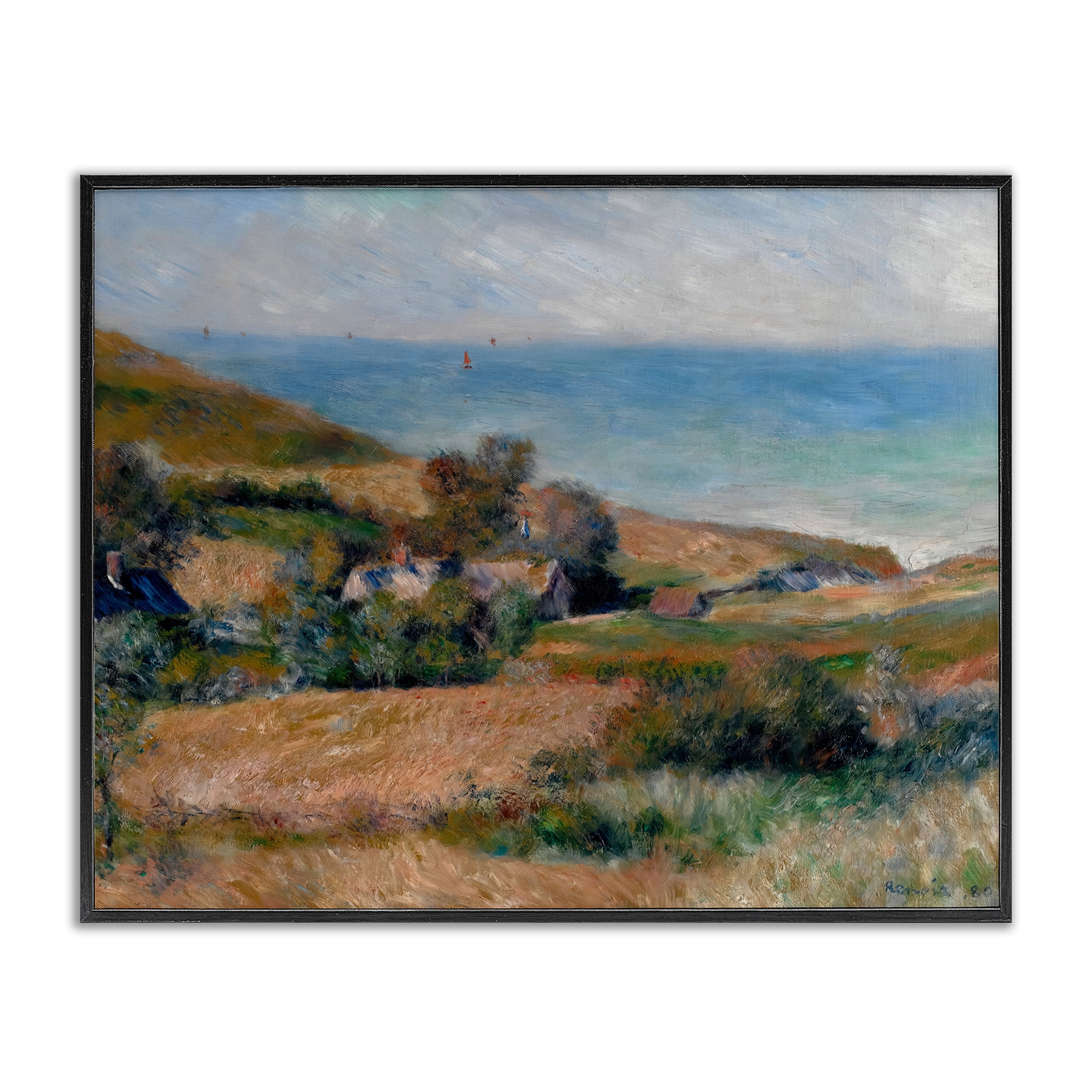 View Of The Seacoast Renoir Black Framed Giclee Art, design by Pierre-Auguste Renoir