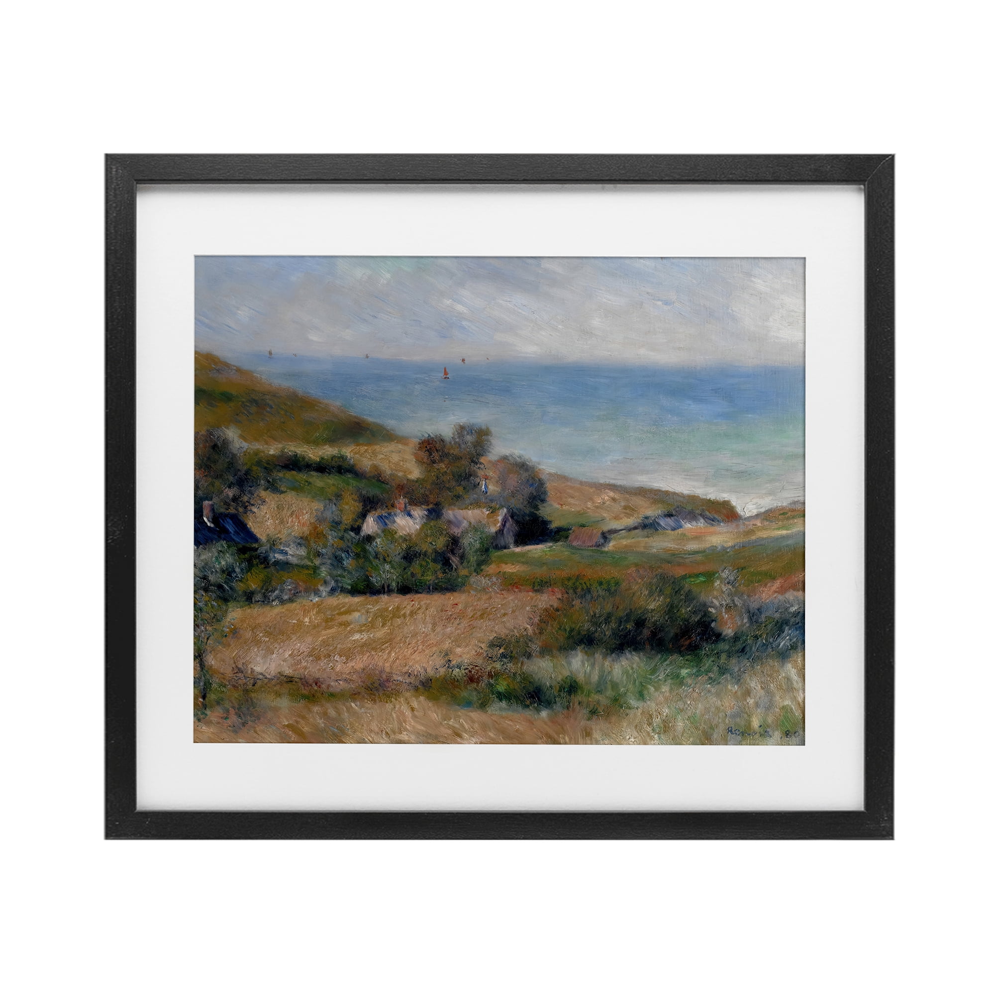 View Of The Seacoast Renoir Black Framed Print Under Glass, design by Pierre-Auguste Renoir