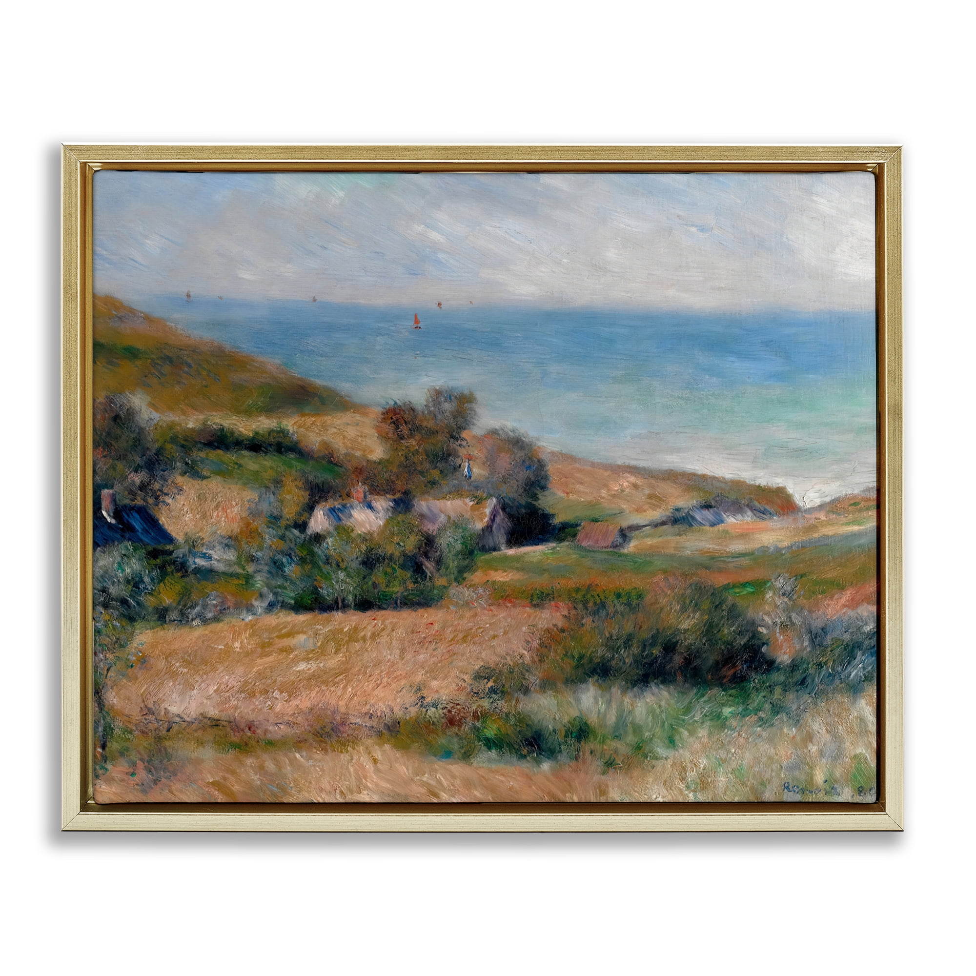 View Of The Seacoast Renoir Gold Framed Floater Canvas Wall Art, design by Pierre-Auguste Renoir