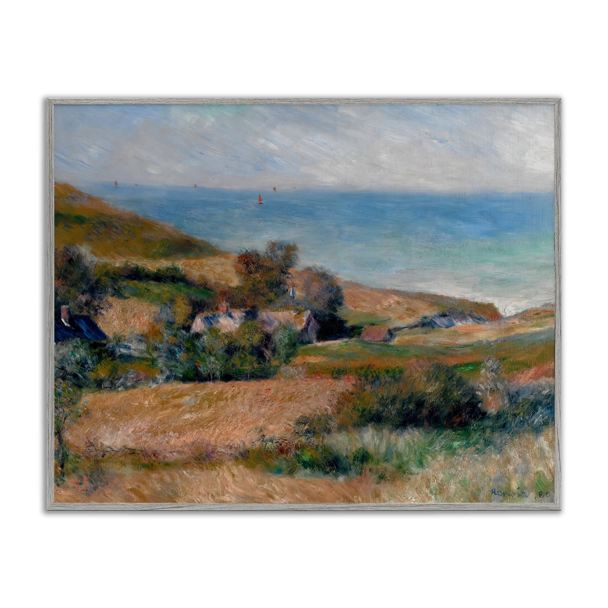 View Of The Seacoast Renoir Gray Framed Giclee Art, design by Pierre-Auguste Renoir