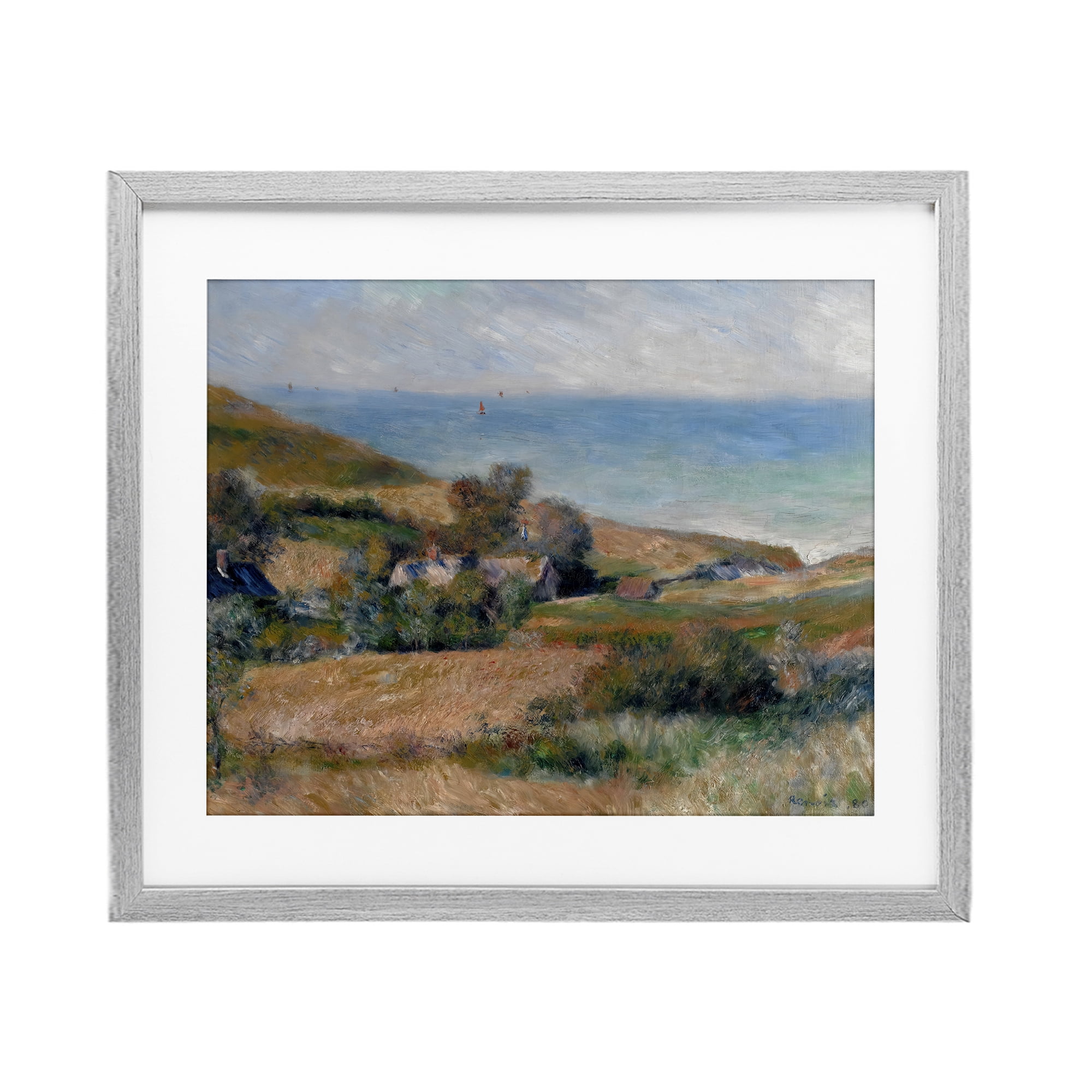 View Of The Seacoast Renoir Gray Framed Print Under Glass, design by Pierre-Auguste Renoir