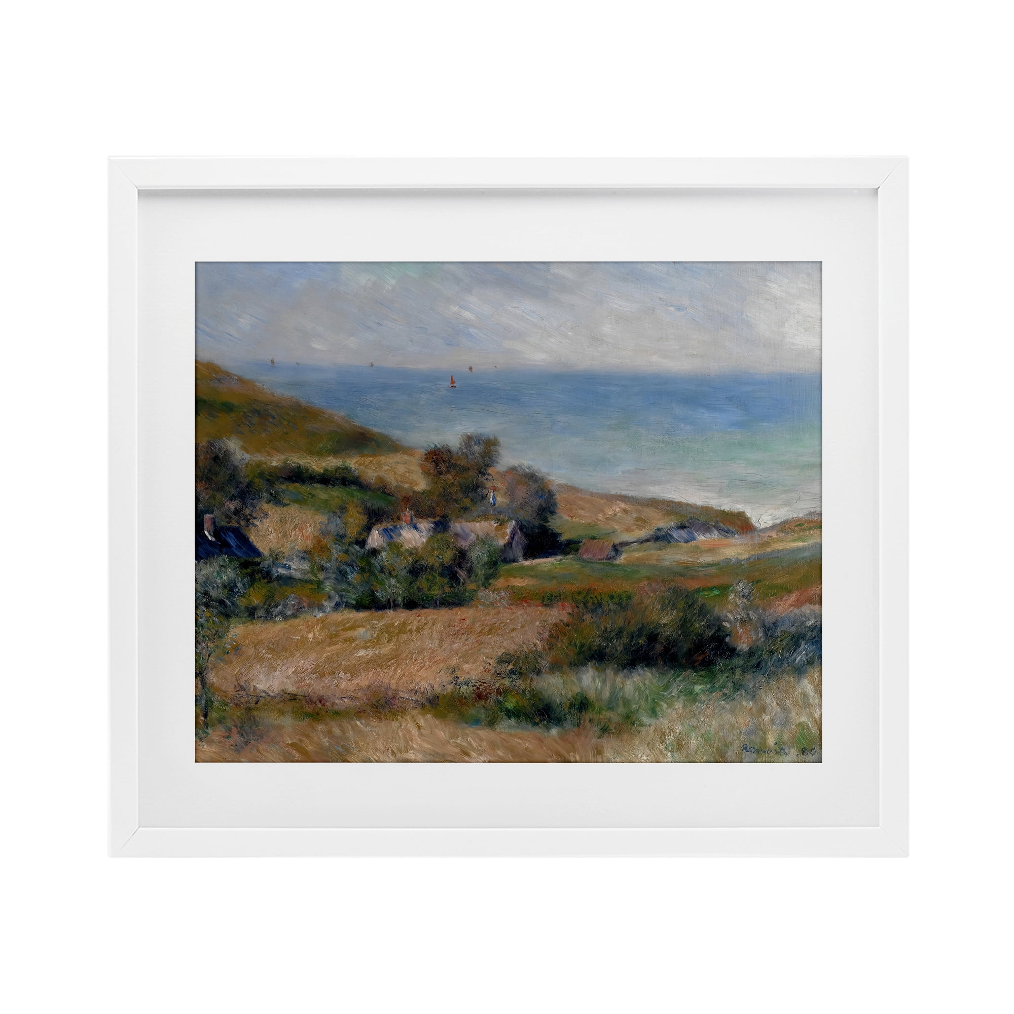 View Of The Seacoast Renoir White Framed Print Under Glass, design by Pierre-Auguste Renoir