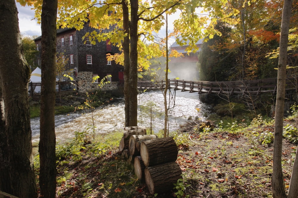 View Of Ulverton Wool Mill Eastern Townships Quebec Canada Canvas Art - Yves Marcoux Design Pics (34 x 22)