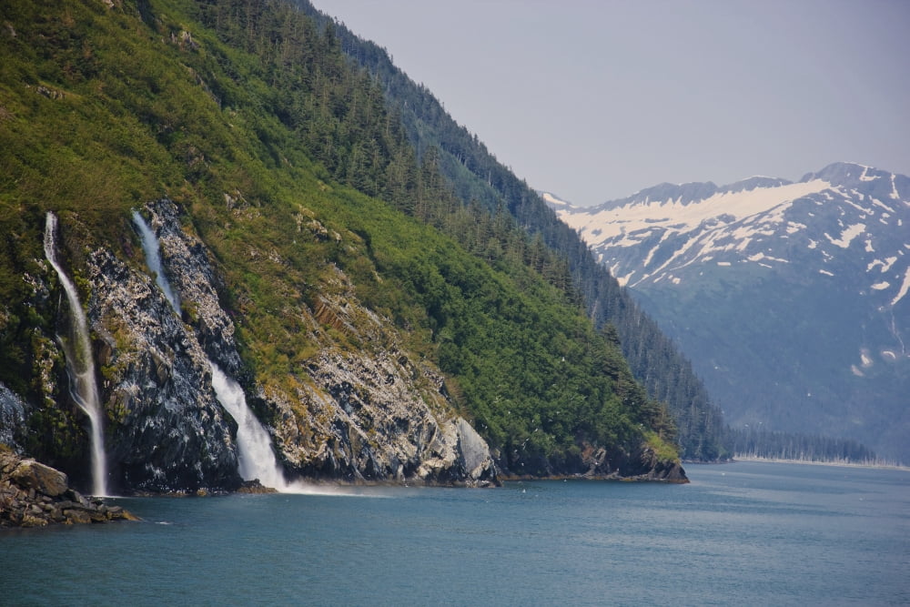 View Of Waterfalls In Passage Canal Whittier Southcentral Alaska Summer Canvas Art - Kevin Smith Design Pics (19 x 12)