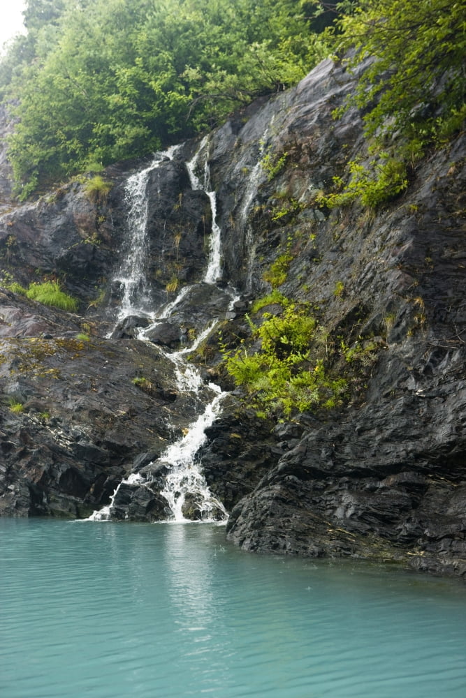 View Of Waterfalls In Passage Canal Whittier Southcentral Alaska Summer Canvas Art - Kevin Smith Design Pics (24 x 36)