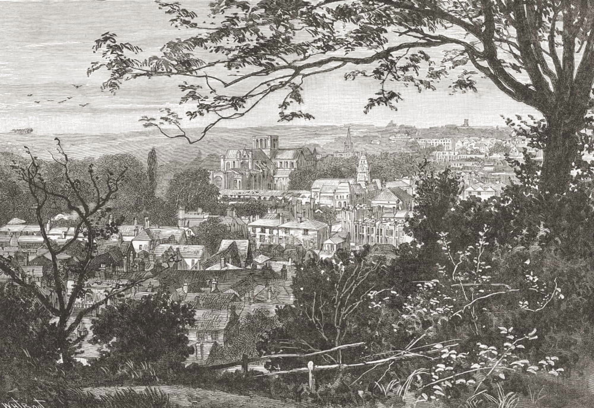 View Of Winchester Hampshire England In The Late 19Th Century From Our Own Country Published 1898 Canvas Art - Ken Welsh Design Pics (34 x 24)