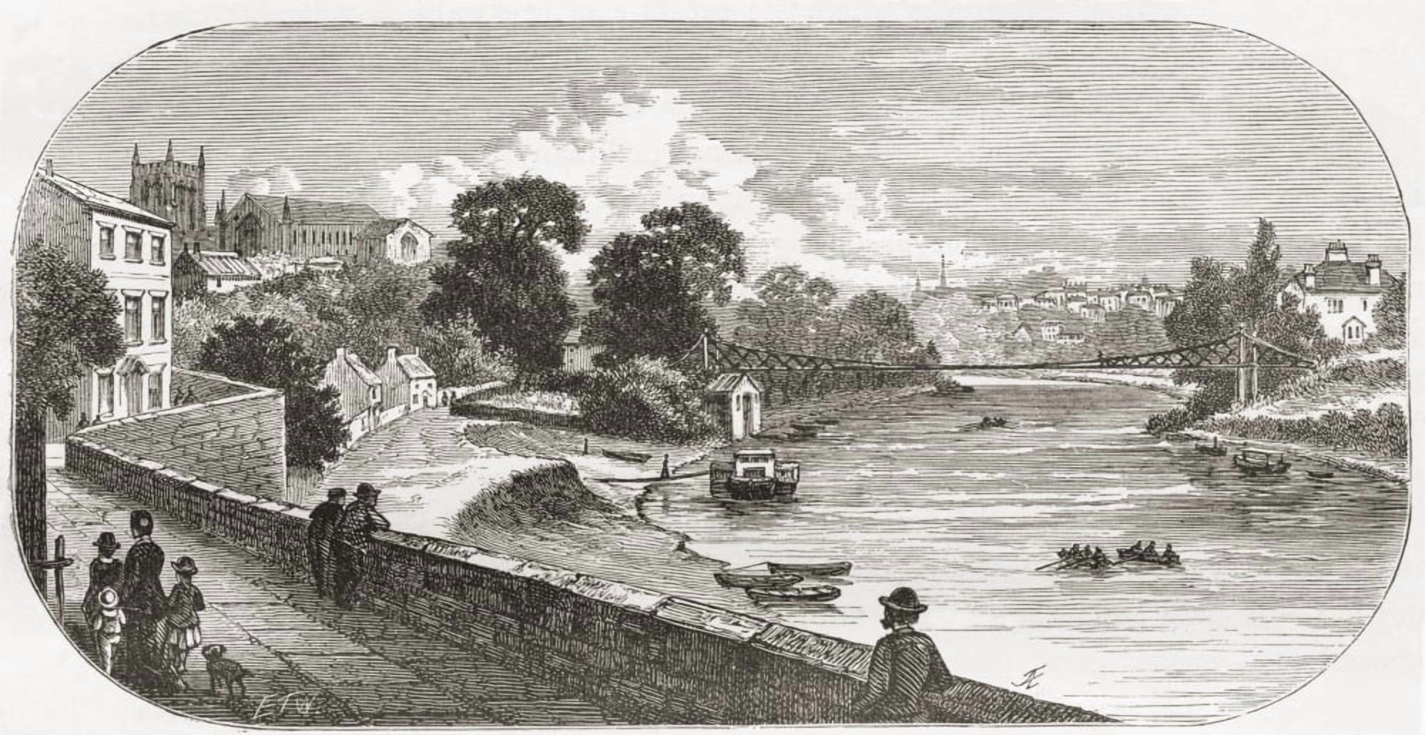 A View Of The River Dee From The Walls Of Chester Cheshire England In The Late 19Th Century From Our Own Country Published 1898 Canvas Art - Ken Welsh Design Pics (40 x 20)