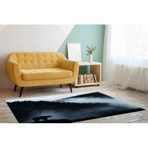 View Rug, Kitchen Rug, Dining Room Rugs, Nursery Rugs, Printed Rug, Farmhouse Rug, Bear Silhouette Rug, Large Rugs, Outdoor Rug, Home Decor, 2.6'x6.5' - 80x200 cm