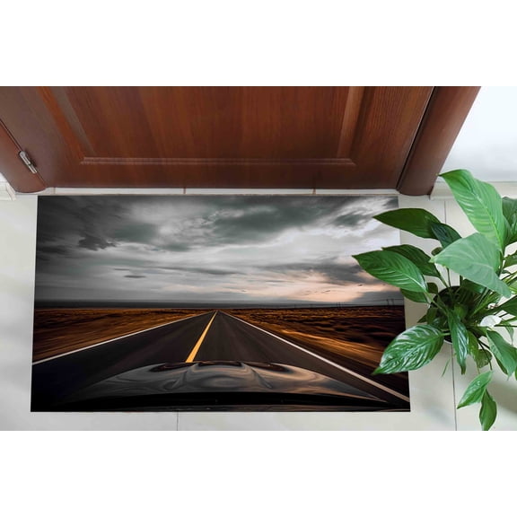 View Rug, Road Landscape Rug, Bridesmaid Gift Rugs, Printed Rugs, Open Road Rugs, Asphalt Road Landscape Rug, Area Rugs, Soft Rug, 2.3'x3.3' - 70x110 cm