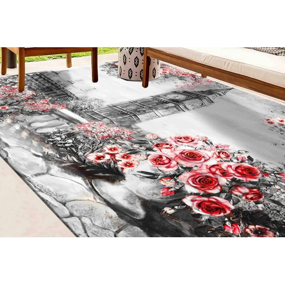 View Rug, Salon Rugs, Abstract Landscape Rug, Wedding Rugs, Home Decor Rug, Fink Flower Rugs, Bridesmaid Gift Rug, Home Decor, Large Rugs, 5.9'x9.2' - 180x280 cm