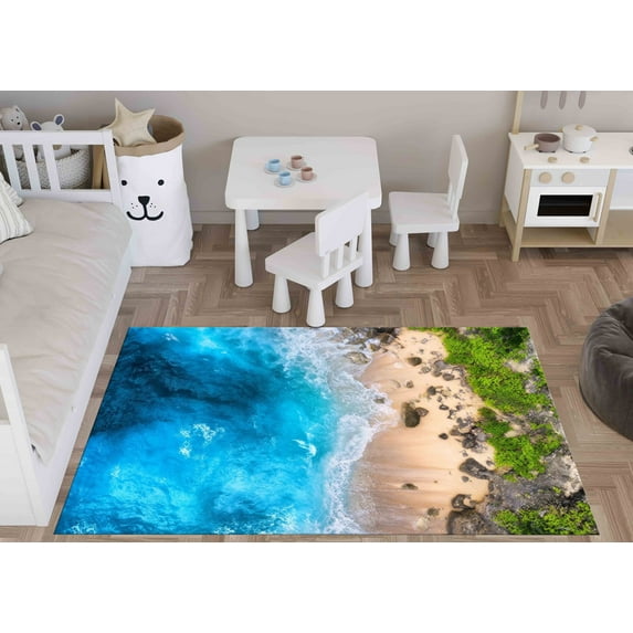 View Rug, Sea Landscape Rug, Office Decor Rugs, Coastal Decor Rug, Customs Rug, Printed Rug, Kitchen Rugs, Farmhouse Rug, Accent Rugs, 5.2'x7.5' - 160x230 cm