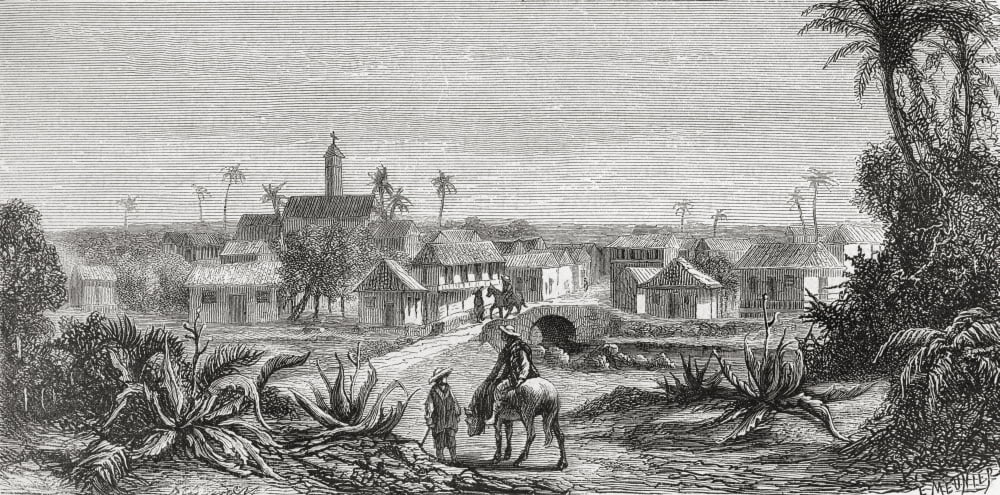 A View Of Santiago De Cali Colombia South America In The 19Th Century From El Mundo En La Mano Published 1875 Canvas Art - Ken Welsh Design Pics (20 x 10)