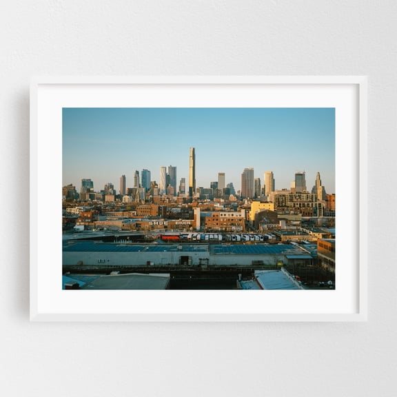 View from Smith-9th Streets, Brooklyn - Brooklyn New York Photography Cityscape Skyline Architecture Graffiti White Framed Wall Art Print 5 x 7 inches