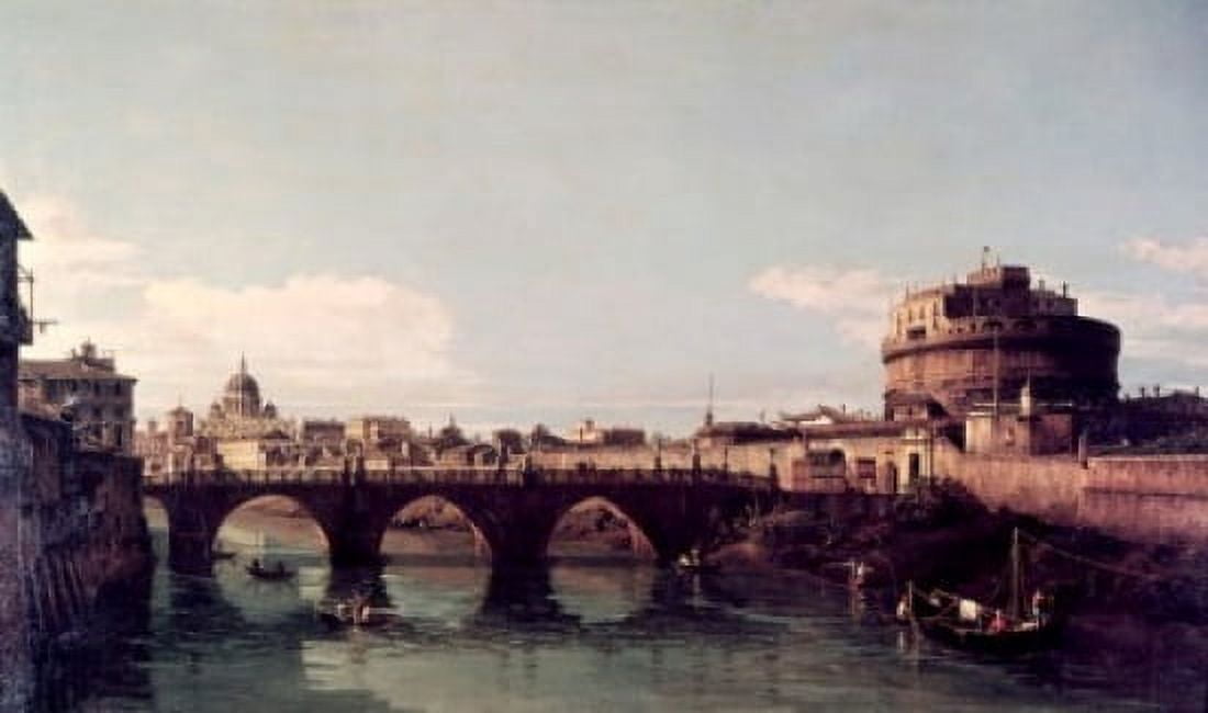 View of the Tiber with the Castel SantAngelo 1742 Bernardo Bellotto (1721-1780 Italian) Oil on canvas Detroit Institute of Arts Michigan USA Canvas Art - Bernardo Bellotto (18 x 24)