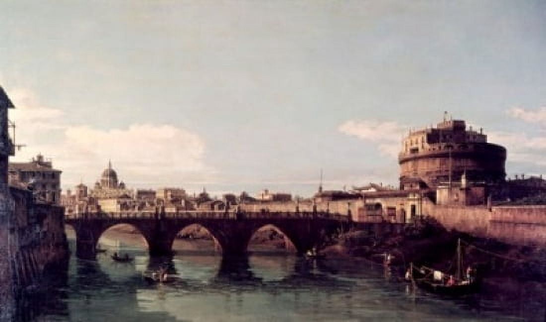 View of the Tiber with the Castel SantAngelo 1742 Bernardo Bellotto (1721-1780 Italian) Oil on canvas Detroit Institute of Arts Michigan USA Canvas Art - Bernardo Bellotto (24 x 36)
