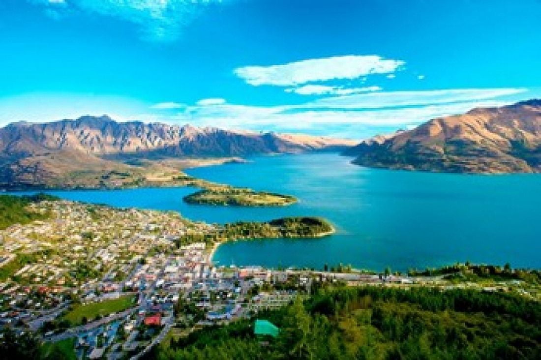 View Towards Queenstown South Island New Zealand Canvas Art - Miva Stock DanitaDelimont (26 x 17)