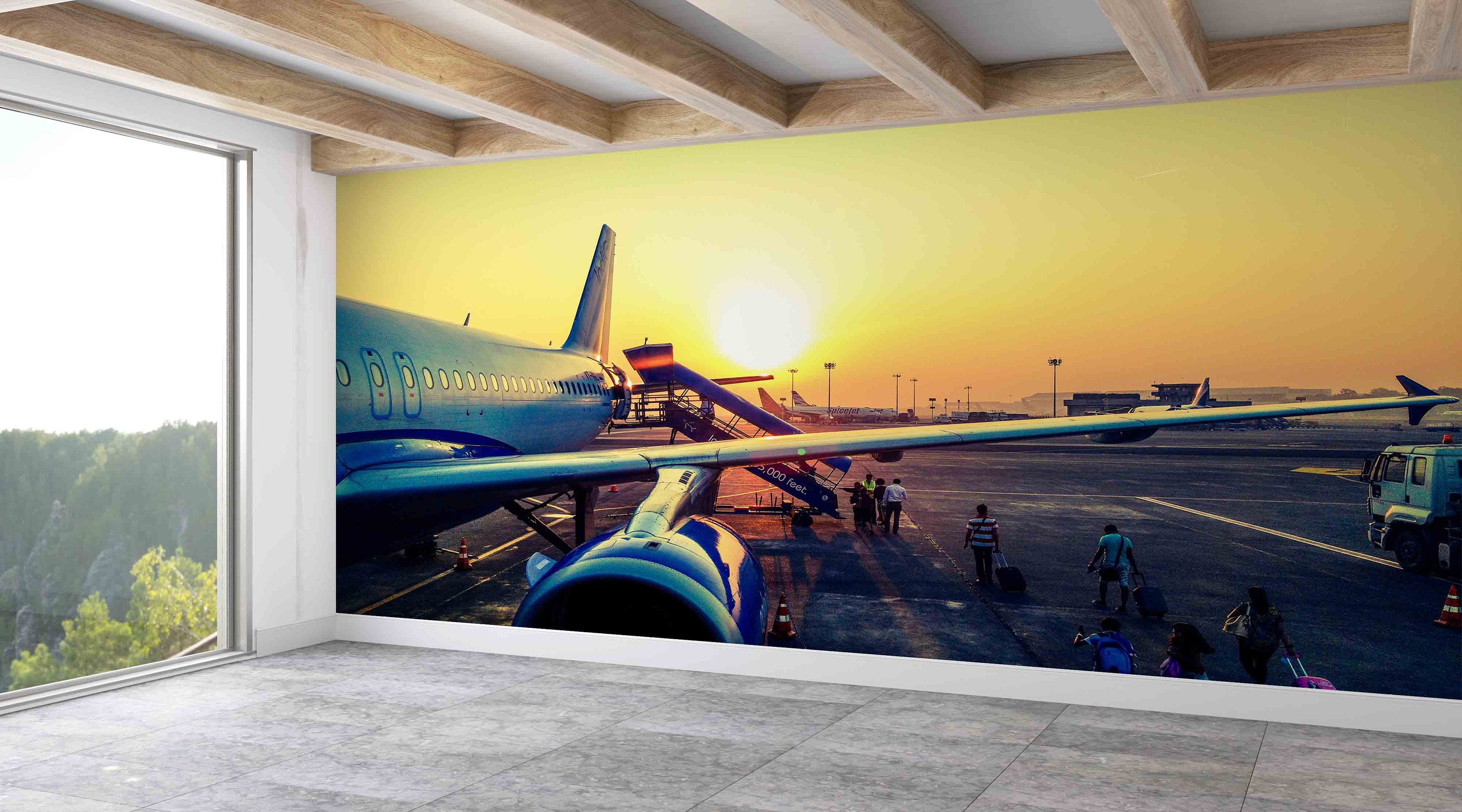 View Wall Art, Modern Wallpaper, Airport Wall Mural, Bright Wallpaper ...