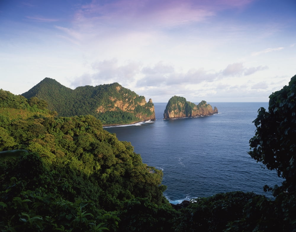 View across the Southeastern coastline of American Samoa American Samoa Canvas Art - David Kirkland  Design Pics (17 x 13)