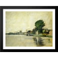 thumbnail image 1 of View along a River 36x28 Large Black Wood Framed Print Art by John Henry Twachtman, 1 of 2