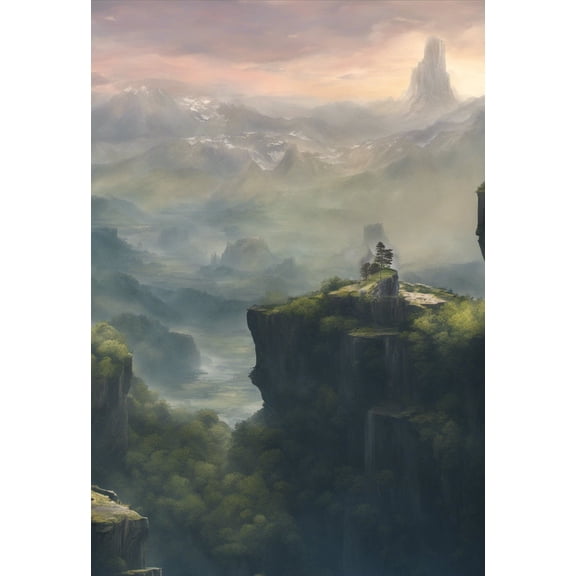 View from Atop The World Digital Fantasy Painting - 12" x 18" Art Print Wall Decor