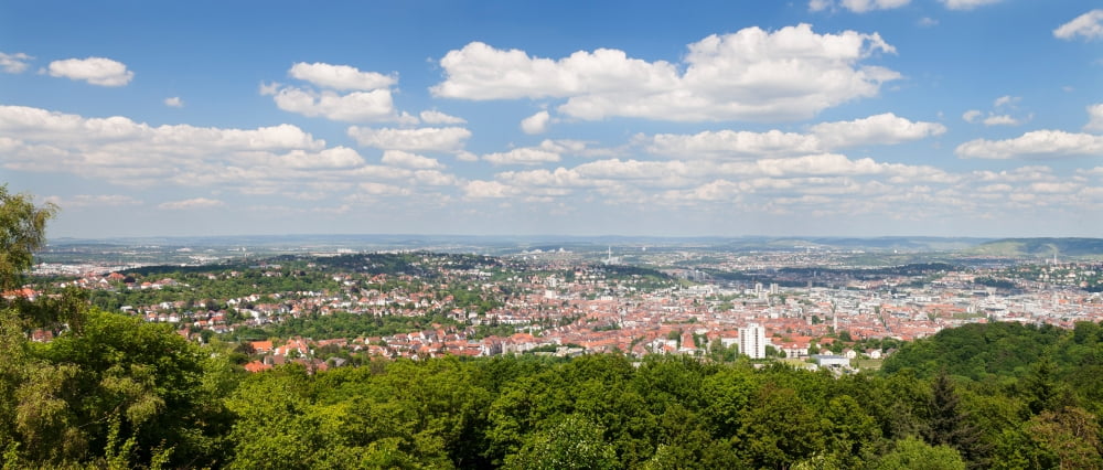 View from Birkenkopf Mountain over Stuttgart Baden-Wurttemberg Germany Canvas Art - Panoramic Images (27 x 9)