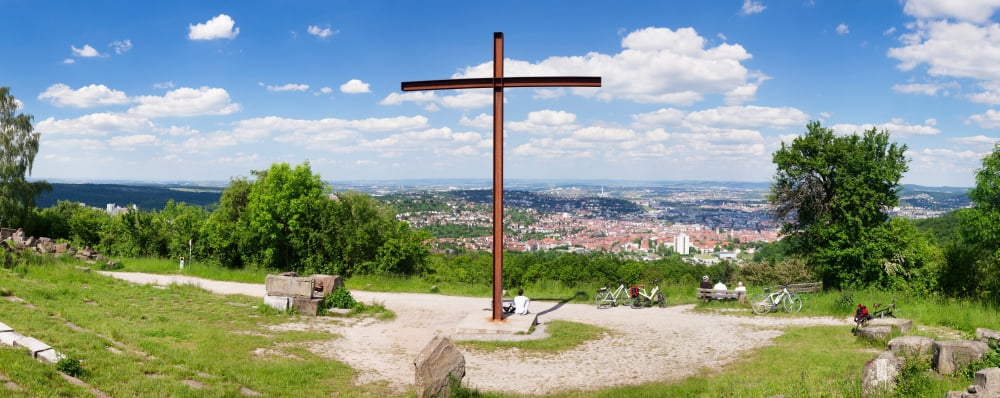 View from Birkenkopf Mountain over Stuttgart Baden-Wurttemberg Germany Canvas Art - Panoramic Images (36 x 12)