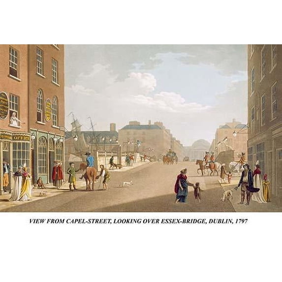 View from Capel-Street, Looking over Essex-Bridge, Dublin, 1797 Fine art canvas print (20" x 30")