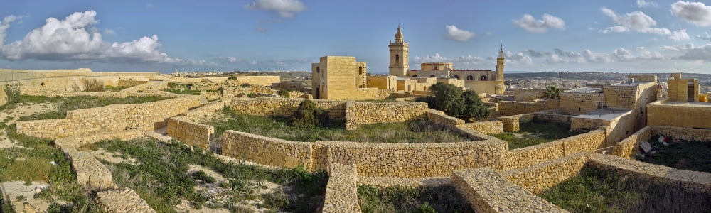 View from Citadel walls at Victoria town Gozo Malta Canvas Art - Panoramic Images (5 x 15)