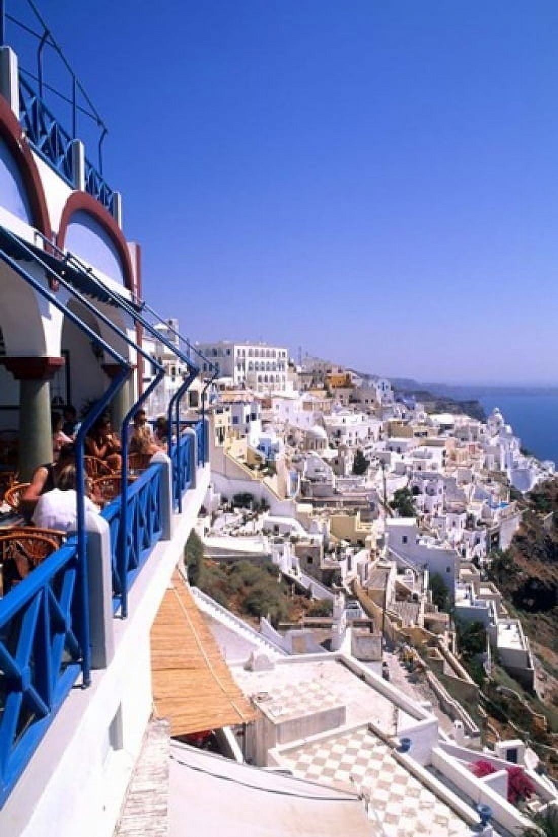 View from Cliffs Santorini Greece Canvas Art - Bill Bachmann DanitaDelimont (18 x 24)