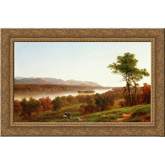 View from Hyde Park 24x16 Gold Ornate Wood Framed Canvas Art by David Johnson