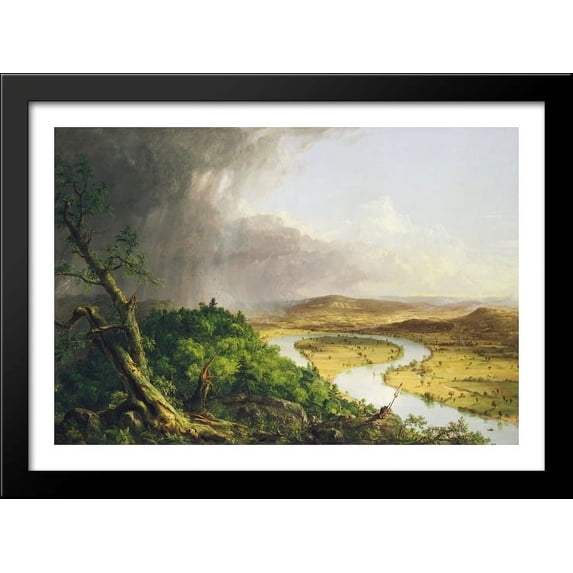 View from Mount Holyoke 40x28 Large Black Wood Framed Print Art by Thomas Cole